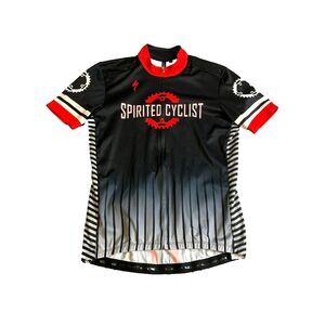 Spirited Cyclist Bike Shop Shirt Adult‎ Large Black Full Zip Cycling Jersey Mens